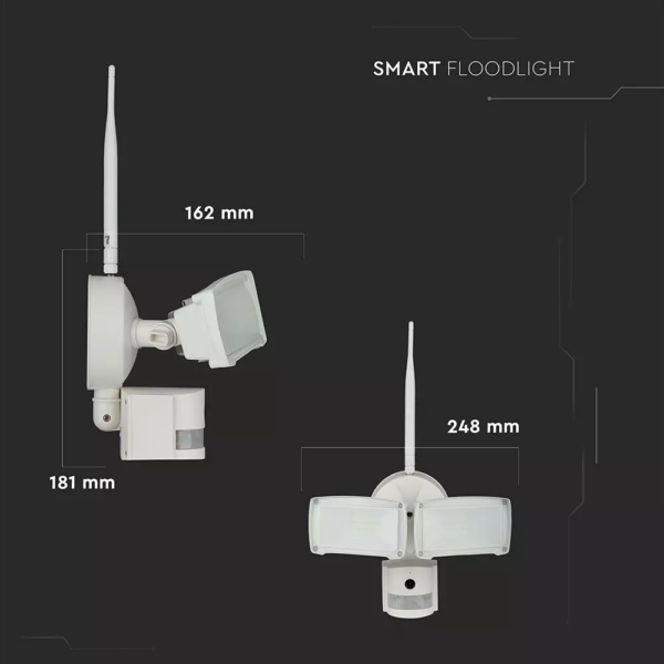 Προβολέας LED με ανιχνευτή Wi-Fi 18W Ψυχρό λευκό 6000K Λευκό σώμα V-TAC – 5745