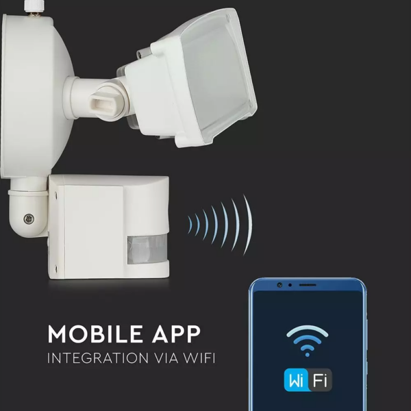 Προβολέας LED με ανιχνευτή Wi-Fi 18W Ψυχρό λευκό 6000K Λευκό σώμα V-TAC – 5745