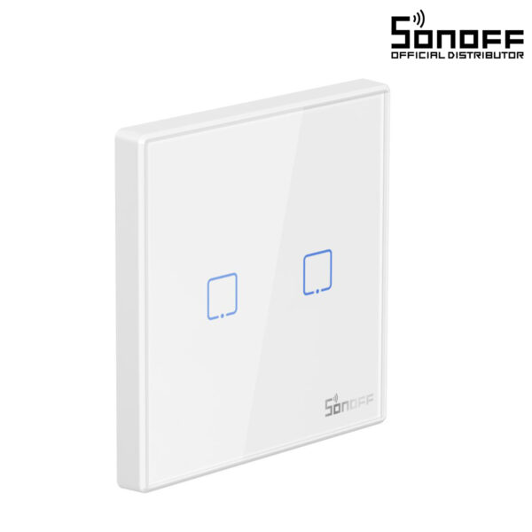 GloboStar® 80066 SONOFF T2EU2C-RF - 433MHz Wireless Smart Wall Touch Button Switch 2 Way - RF Series