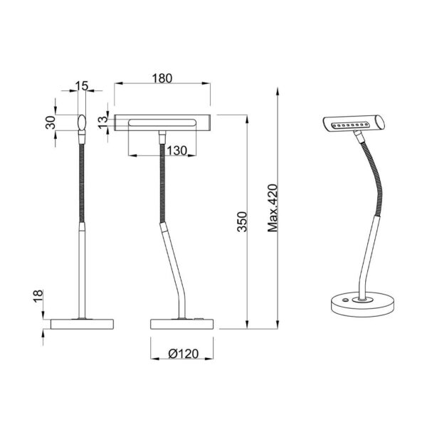 Πορτατίφ Trio Lighting LED 4W  Αντικέ Ορείχαλκος Μεταλλικό Step Dimmable 380lm 3000K  579790104