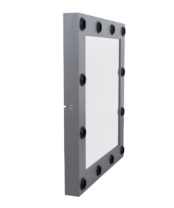 GloboStar® MAKEUP MIRROR-80×80-6 Μοντέρνος Καθρέπτης Μακιγιάζ με Πλαίσιο Φυσικού Ξύλου με Διακόπτη On/Off 12 x E27 AC220-240V – Μ80 x Π7 x Υ80cm – Γκρι Ανθρακί