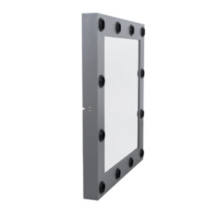 GloboStar® MAKEUP MIRROR-80×80-6 Μοντέρνος Καθρέπτης Μακιγιάζ με Πλαίσιο Φυσικού Ξύλου με Διακόπτη On/Off 12 x E27 AC220-240V – Μ80 x Π7 x Υ80cm – Γκρι Ανθρακί