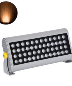 GloboStar® FLOOD-HENA 90446 Προβολέας Wall Washer για Φωτισμό Κτιρίων LED 48W 4080lm 30° AC 220-240V Αδιάβροχο IP67 Μ39 x Π6 x Υ17cm Αρχιτεκτονικό Πορτοκαλί 2200K – Ασημί – 3 Years Warranty