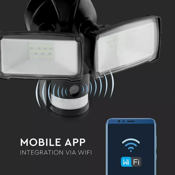 Προβολέας LED με ανιχνευτή Wi-Fi 18W Ψυχρό λευκό 6000K Μαύρο σώμα V-TAC – 5917