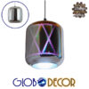 GloboStar® NEPTUNE 01353 Μοντέρνο Κρεμαστό Φωτιστικό Οροφής Μονόφωτο 1 x E27 Γυάλινο Νίκελ 3D Φ18 x Υ20.5cm