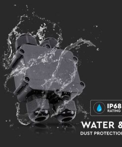 Αδιάβροχο IP68 κουτί διακλάδωσης 4Pin μαύρο 2 εξόδων & 2 εισόδων V-TAC – 5982