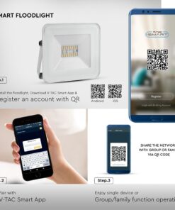 LED Προβολέας 20W Λευκός Ασύρματος Bluetooth V-TAC IP65 100° 1400lm RGB+3000K-6400K – 5984