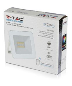 LED Προβολέας 20W Λευκός Ασύρματος Bluetooth V-TAC IP65 100° 1400lm RGB+3000K-6400K – 5984
