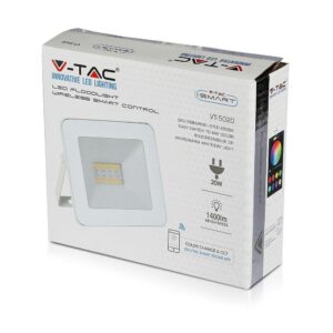 LED Προβολέας 20W Λευκός Ασύρματος Bluetooth V-TAC IP65 100° 1400lm RGB+3000K-6400K – 5984