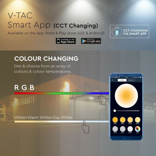 LED Προβολέας 20W Λευκός Ασύρματος Bluetooth V-TAC IP65 100° 1400lm RGB+3000K-6400K – 5984
