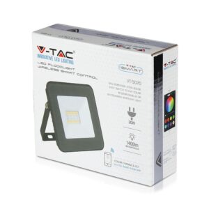 LED Προβολέας 20W Μαύρος Ασύρματος Bluetooth V-TAC IP65 100° 1400lm RGB+3000K-6400K – 5985