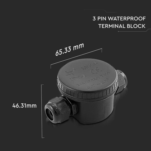 Αδιάβροχο IP66 κουτί διακλάδωσης 3 Pin μαύρο V-TAC – 5987