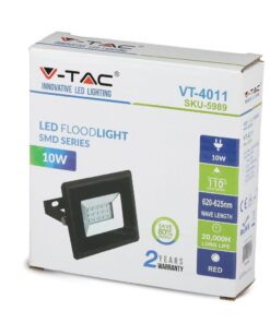 LED Προβολέας 10W Μαύρος V-TAC IP65 110° Κόκκινο – 5989
