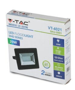 LED Προβολέας 20W Μαύρος V-TAC IP65 110° Πράσινο – 5991