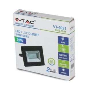LED Προβολέας 20W Μαύρος V-TAC IP65 110° Πράσινο – 5991