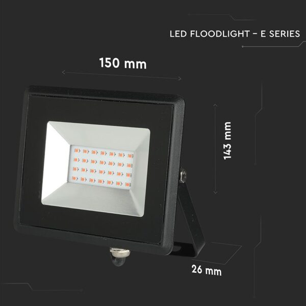 LED Προβολέας 20W Μαύρος V-TAC IP65 110° Κόκκινο – 5992