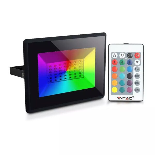 LED Προβολέας 30W Μαύρος V-TAC IP65 110° RGB με Τηλεχειριστήριο – 5995