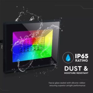 LED Προβολέας 50W Μαύρος V-TAC IP65 110° RGB με Τηλεχειριστήριο – 5996