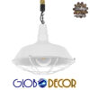 GloboStar® NARANZA 01409 Vintage Industrial Κρεμαστό Φωτιστικό Οροφής Μονόφωτο 1 x E27 Λευκό Ματ Μεταλλικό Καμπάνα Πλέγμα με Μπεζ Σχοινί Φ36 x Υ31cm