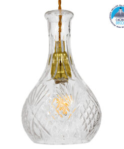 GloboStar® RUM 01514 Vintage Κρεμαστό Φωτιστικό Οροφής Μονόφωτο 1 x E27 Γυάλινο Διάφανο Φ14 x Υ23cm