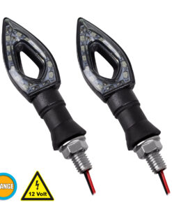 GloboStar® 81752 ΣΕΤ 2 x Φλάς Μοτοσυκλέτας Universal Arrow LED SMD 5050 5W DC 12V Πορτοκαλί Αδιάβροχα IP65