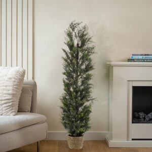 GloboStar® Artificial Garden PATMOS 20271 Διακοσμητικό Πλεκτό Καλάθι – Κασπώ Γλάστρα – Flower Pot Μπεζ Φ25cm x Υ19cm