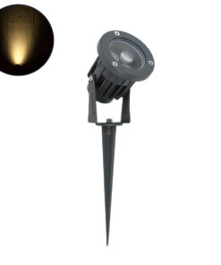 GloboStar® TREELIGHT-TZINA 90351 Σποτ Φωτισμού Ειδικό για Φυτά – Δέντρα με Βάση Κήπου / Καρφωτό LED 3W 270lm 10° DC 24V Αδιάβροχο IP65 L10.5 x W7.5 x H7.5cm Θερμό Λευκό 3000K – Γκρι Ανθρακί – 3 Years Warranty