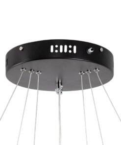 GloboStar® DIAMOND TRIO 61140 Κρεμαστό Φωτιστικό Δαχτυλίδι-Κύκλος LED CCT 150W 18379lm 360° AC 220-240V – Εναλλαγή Φωτισμού μέσω Τηλεχειριστηρίου All In One Ψυχρό 6000k+Φυσικό 4500k+Θερμό 2700k Dimmable Φ60+80+100cm – Μαύρο – 3 Years Warranty