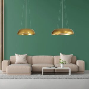 GloboStar® ANATOLIA 61270 Κρεμαστή Πλαφονιέρα Οροφής LED CCT 75W 8625lm 120° AC 220-240V – Εναλλαγή Φωτισμού μέσω Τηλεχειριστηρίου All In One Ψυχρό 6000k+Φυσικό 4500k+Θερμό 2700k Dimmable Φ60cm – Χρυσό – 3 Years Warranty