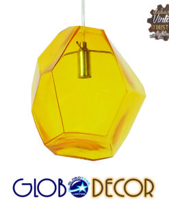 GloboStar® RINA 01308 Μοντέρνο Κρεμαστό Φωτιστικό Οροφής Μονόφωτο 1 x G9 Γυάλινο Κίτρινο Διάφανο Μ20 x Π19 x Υ20cm
