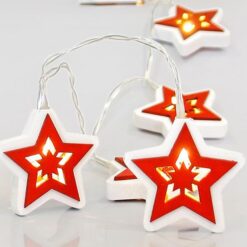ΣΕΙΡΑ ΜΠΑΤΑΡΙΑ, 10 LED ΜΕ ΞΥΛΙΝΑ ΑΣΤΕΡΑΚΙΑ, ΛΕΥΚΟ-ΚΟΚΚΙΝΟ, IP20 EUROLAMP – 600-11145