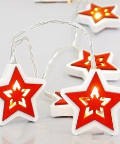 ΣΕΙΡΑ ΜΠΑΤΑΡΙΑ, 10 LED ΜΕ ΞΥΛΙΝΑ ΑΣΤΕΡΑΚΙΑ, ΛΕΥΚΟ-ΚΟΚΚΙΝΟ, IP20 EUROLAMP – 600-11145