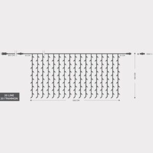 ΚΟΥΡΤΙΝΑ, 240 LED 3MM, 36V, ΕΠΕΚΤΑΣΗ ΕΩΣ 3, ΔΙΑΦΑΝΟ ΚΑΛΩΔΙΟ, ΛΕΥΚΟ LED, 200X100CM, ΙΡ44 EUROLAMP – 600-11362