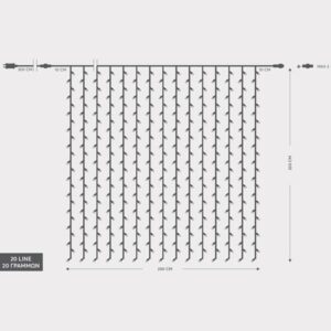 ΚΟΥΡΤΙΝΑ, 360 LED 3MM, 36V, ΕΠΕΚΤΑΣΗ ΕΩΣ 3, ΔΙΑΦΑΝΟ ΚΑΛΩΔΙΟ, ΛΕΥΚΟ LED, 200X200CM, ΙΡ44 EUROLAMP – 600-11370