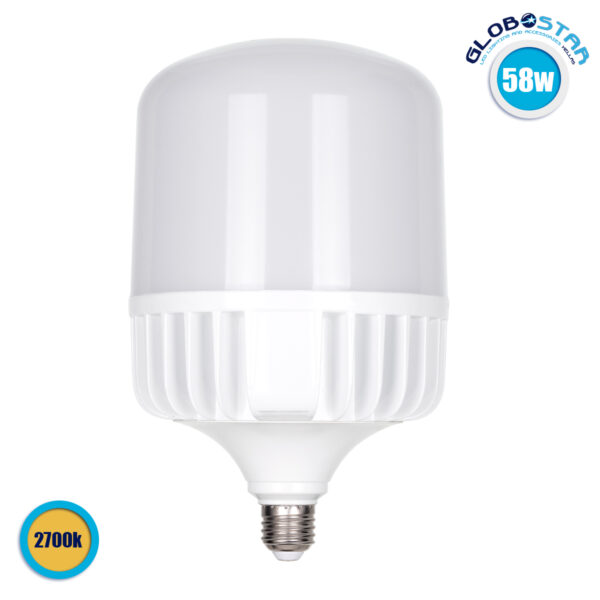 GloboStar® 60068 Λάμπα High Bay E27 LED 58W 5619lm 260° AC 230V Αδιάβροχη IP44 Θερμό Λευκό 2700K