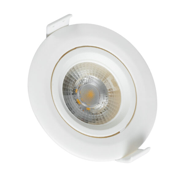 GloboStar® DE VALERA 60184 Χωνευτό LED Κινούμενο Spot Downlight 5W 470lm 60° AC 220-240V IP44 Φ9cm x Υ4cm – Στρόγγυλο – Λευκό – Θερμό Λευκό 2700K – Bridgelux Chip – TÜV Certified Driver – 5 Χρόνια Εγγύηση