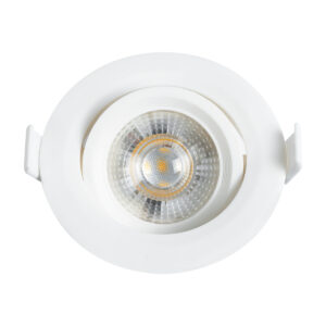 GloboStar® DE VALERA 60184 Χωνευτό LED Κινούμενο Spot Downlight 5W 470lm 60° AC 220-240V IP44 Φ9cm x Υ4cm – Στρόγγυλο – Λευκό – Θερμό Λευκό 2700K – Bridgelux Chip – TÜV Certified Driver – 5 Χρόνια Εγγύηση