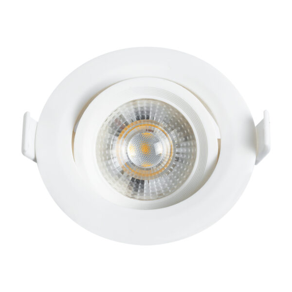 GloboStar® DE VALERA 60184 Χωνευτό LED Κινούμενο Spot Downlight 5W 470lm 60° AC 220-240V IP44 Φ9cm x Υ4cm – Στρόγγυλο – Λευκό – Θερμό Λευκό 2700K – Bridgelux Chip – TÜV Certified Driver – 5 Χρόνια Εγγύηση