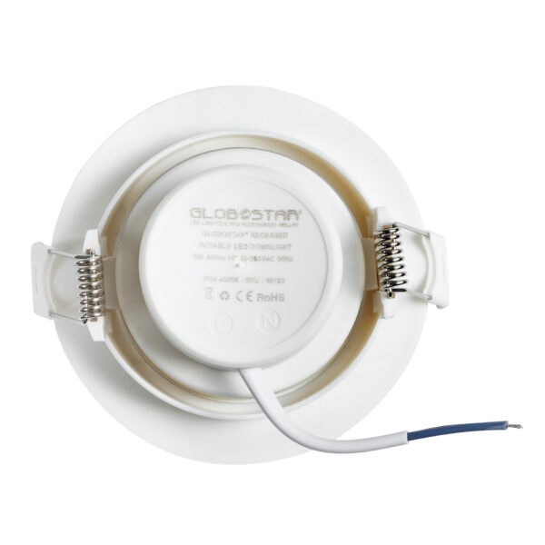 GloboStar® DE VALERA 60184 Χωνευτό LED Κινούμενο Spot Downlight 5W 470lm 60° AC 220-240V IP44 Φ9cm x Υ4cm – Στρόγγυλο – Λευκό – Θερμό Λευκό 2700K – Bridgelux Chip – TÜV Certified Driver – 5 Χρόνια Εγγύηση