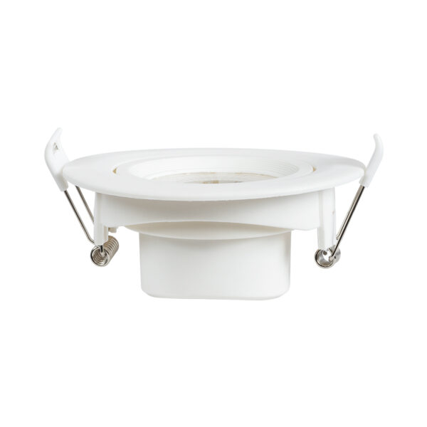 GloboStar® DE VALERA 60184 Χωνευτό LED Κινούμενο Spot Downlight 5W 470lm 60° AC 220-240V IP44 Φ9cm x Υ4cm – Στρόγγυλο – Λευκό – Θερμό Λευκό 2700K – Bridgelux Chip – TÜV Certified Driver – 5 Χρόνια Εγγύηση