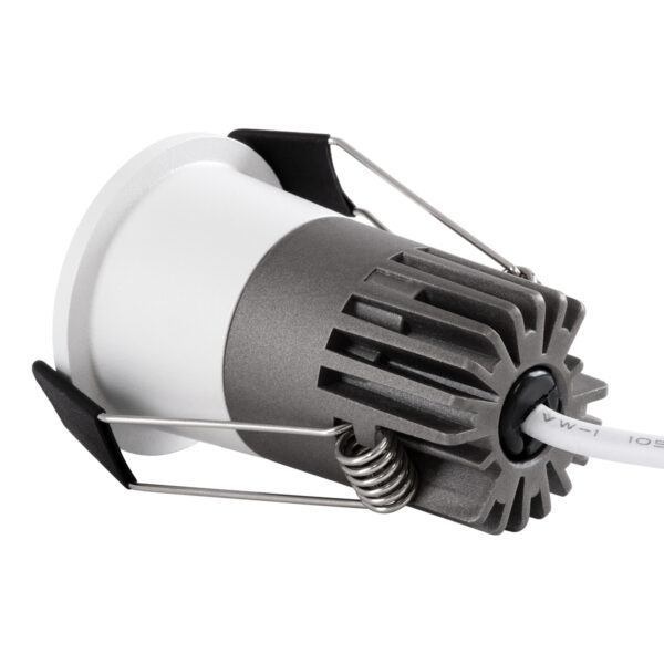 GloboStar® MICRO-S 60235 Χωνευτό LED Spot Downlight TrimLess Φ4cm 5W 625lm 38° AC 220-240V IP20 Φ4 x Υ5.9cm – Στρόγγυλο – Λευκό με Μαύρο Κάτοπτρο – Θερμό Λευκό 2700K – Bridgelux COB – 5 Years Warranty