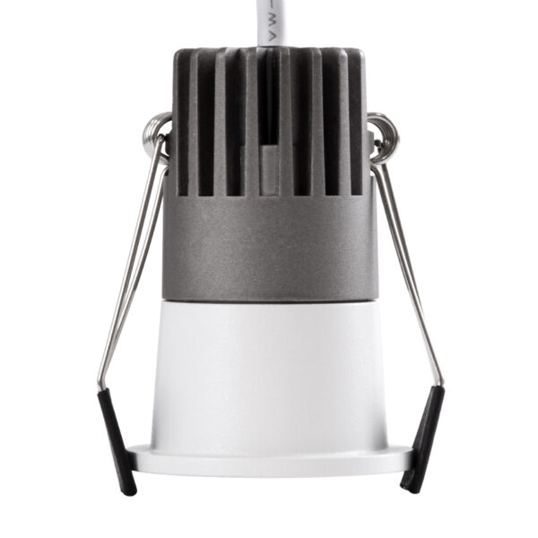 GloboStar® MICRO-S 60235 Χωνευτό LED Spot Downlight TrimLess Φ4cm 5W 625lm 38° AC 220-240V IP20 Φ4 x Υ5.9cm – Στρόγγυλο – Λευκό με Μαύρο Κάτοπτρο – Θερμό Λευκό 2700K – Bridgelux COB – 5 Years Warranty