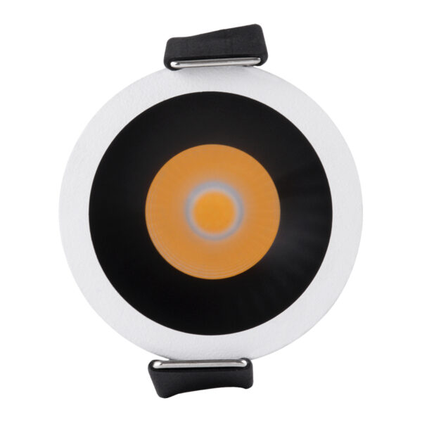 GloboStar® MICRO-S 60235 Χωνευτό LED Spot Downlight TrimLess Φ4cm 5W 625lm 38° AC 220-240V IP20 Φ4 x Υ5.9cm – Στρόγγυλο – Λευκό με Μαύρο Κάτοπτρο – Θερμό Λευκό 2700K – Bridgelux COB – 5 Years Warranty