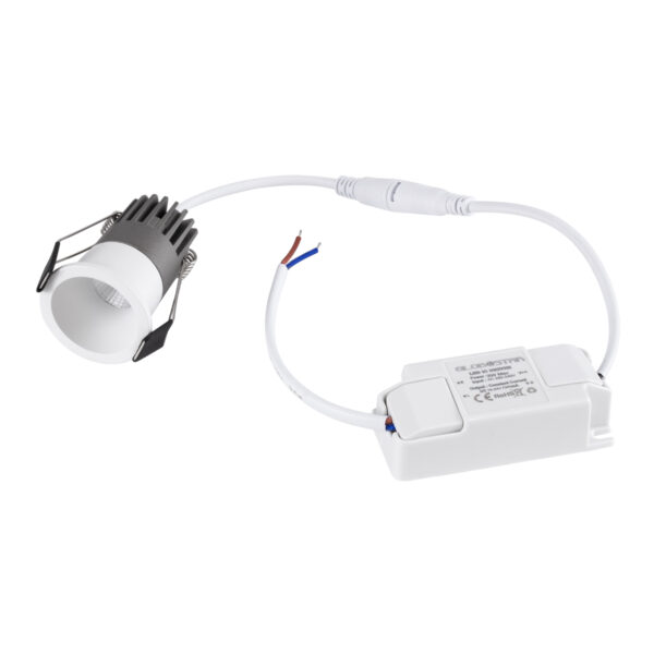 GloboStar® MICRO-S 60236 Χωνευτό LED Spot Downlight TrimLess Φ4cm 5W 650lm 38° AC 220-240V IP20 Φ4 x Υ5.9cm – Στρόγγυλο – Λευκό – Φυσικό Λευκό 4500K – Bridgelux COB – 5 Years Warranty