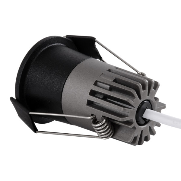 GloboStar® MICRO-S 60238 Χωνευτό LED Spot Downlight TrimLess Φ4cm 5W 650lm 38° AC 220-240V IP20 Φ4 x Υ5.9cm – Στρόγγυλο – Μαύρο – Φυσικό Λευκό 4500K – Bridgelux COB – 5 Years Warranty