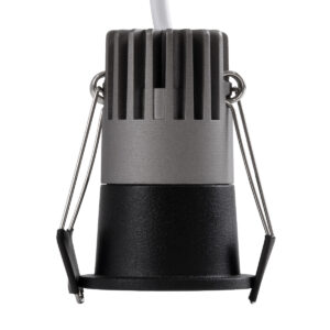 GloboStar® MICRO-S 60238 Χωνευτό LED Spot Downlight TrimLess Φ4cm 5W 650lm 38° AC 220-240V IP20 Φ4 x Υ5.9cm – Στρόγγυλο – Μαύρο – Φυσικό Λευκό 4500K – Bridgelux COB – 5 Years Warranty