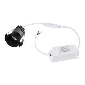 GloboStar® MICRO-S 60238 Χωνευτό LED Spot Downlight TrimLess Φ4cm 5W 650lm 38° AC 220-240V IP20 Φ4 x Υ5.9cm – Στρόγγυλο – Μαύρο – Φυσικό Λευκό 4500K – Bridgelux COB – 5 Years Warranty