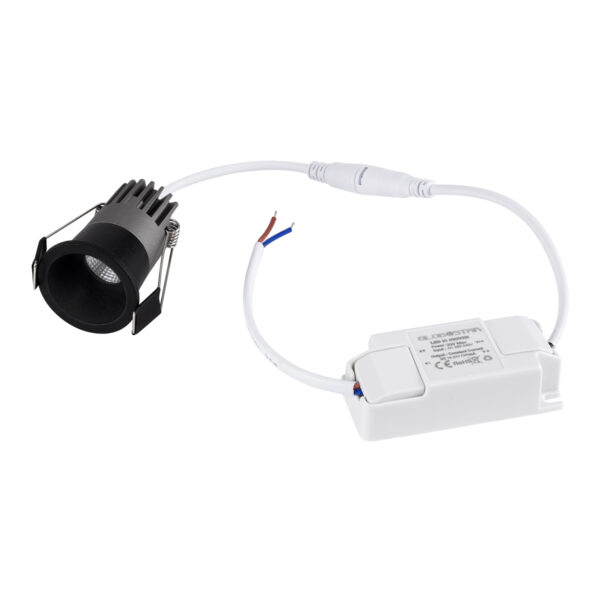 GloboStar® MICRO-S 60238 Χωνευτό LED Spot Downlight TrimLess Φ4cm 5W 650lm 38° AC 220-240V IP20 Φ4 x Υ5.9cm – Στρόγγυλο – Μαύρο – Φυσικό Λευκό 4500K – Bridgelux COB – 5 Years Warranty
