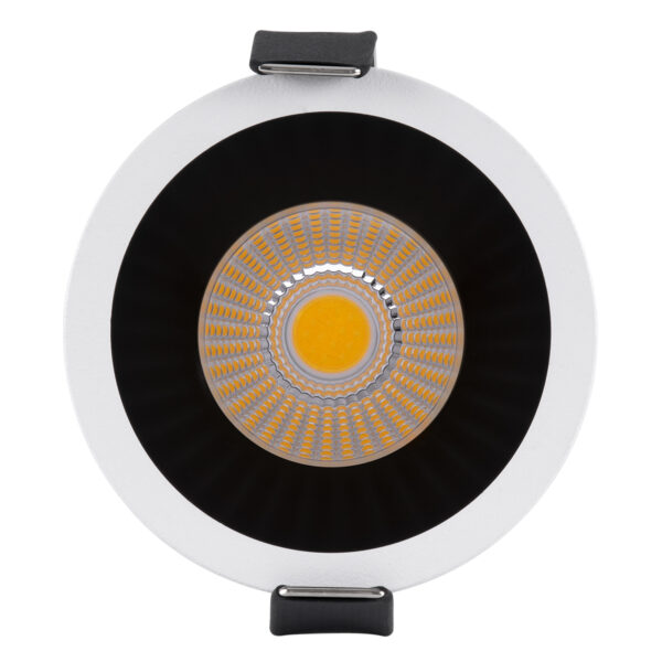 GloboStar® MICRO-B 60240 Χωνευτό LED Spot Downlight TrimLess Φ6cm 7W 910lm 38° AC 220-240V IP20 Φ6 x Υ7.8cm – Στρόγγυλο – Λευκό με Μαύρο Κάτοπτρο – Φυσικό Λευκό 4500K – Bridgelux COB – 5 Years Warranty