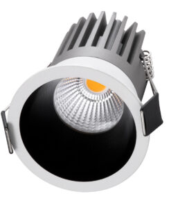 GloboStar® MICRO-B 60241 Χωνευτό LED Spot Downlight TrimLess Φ6cm 7W 875lm 38° AC 220-240V IP20 Φ6 x Υ7.8cm – Στρόγγυλο – Λευκό με Μαύρο Κάτοπτρο – Θερμό Λευκό 2700K – Bridgelux COB – 5 Years Warranty